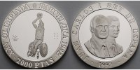 Spanien 2000 Pesetas IX.Paralymp. Sommerspiele in Barcelona-Basketballspieler i.Rollstuhl-inkl.Kapsel