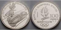 Frankreich 100 Franc Oly. Winterspiele in Albertville - Zweierbob und Rodlerin - in Kapsel