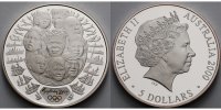 Australien 5 Dollar Olympische Sommerspiele 2000 in Sydney - Einwanderer,Etui & Zertifikat & Schuber
