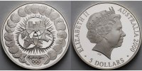 Australien 5 Dollar Oly.Sommerspiele 2000 i.Sydney-Länder,Gebäude&Technik, Etui &Zertifikat &Schuber