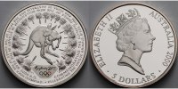 Australien 5 Dollar Olympische Sommerspiele 2000 in Sydney - Känguruh, Etui & Zertifikat & Schuber