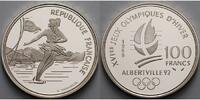 Frankreich 100 Franc Oly.Winterspiele in Albertville -Eiskunstlaufpaar- inkl. Kapsel, Etui & Zerti.