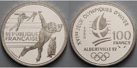Frankreich 100 Franc Oly. Winterspiele in Albertville -Eisschnellläufer- inkl. Kapsel, Etui & Zerti.