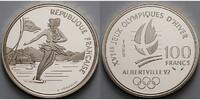 Frankreich 100 Franc Oly.Winterspiele in Albertville -Eiskunstlaufpaar-inkl. Kapsel, Etui ohne Zerti.
