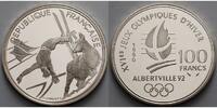 Frankreich 100 Franc Oly. Winterspiele in Albertville - Freistilski - inkl. Kapsel, Etui & Zertifikat