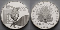 Frankreich 100 Franc 100 Jahre Olympische Spiele der Neuzeit -Diskuswerfer des Myron-