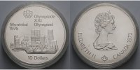 Kanada 10 Dollar XXI. Oly.Sommerspiele 1976 Montreal, 1. Ausgabe, Geographische Motive, in Kapsel