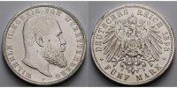 Württemberg 5 Mark Kursmünze, Wilhelm II,1891-1918