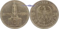 3. Reich 1933 - 1945 2 RM Garnisonkirche von Potsdam, mit Datum, Patina