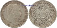 Württemberg 2 Mark Kursmünze, Wilhelm II 1891-1918,