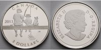 Kanada 3 $ Fischen - Fishing, inkl.Etui & Zertifikat & Schuber,