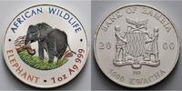 Sambia/Zambia 5000 Kwacha 1 oz Ø 39 mm Elefant - African Wildlife 2. Ausgabe farbig in Kapsel