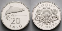 Lettland 20 Lats 20 Jahre Lettische Währung (Lachs), inkl. Etui & Zertifikat & Broschüre