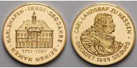 Bad Karlshafen/<br>Hessen 3,91g<br> fein, <br>20mm Ø Medaille in Gold - Stadt Karlshafen an der Weser / 250 Jahre 1717 - 1967 i. Etui
