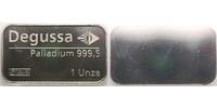 31,1 Gramm fein 1 Unze fein Palladiumbarren Degussa Feinpalladium 999,5 -original eingeschweißt-