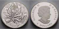 Kanada 5 $ Maple Leaf -- <b>25-jähriges Jubiläum</b>-H.Relief Piedf.inkl.Kapsel&Etui&Zerti.