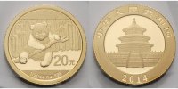 China 20 Yuan, 1,55g fein 14 mm Ø Panda-Bären, 1/20 oz, 999 Gold