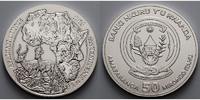 Ruanda 50 Amafaranga 1 oz Ø 40 mm Afrikanische Unze, 7.Ausgabe Impala-Schwarzfersenantilope-originale Folie