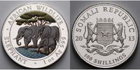 Somalia 100 Shillings 1 oz. Ø 39 mm Elefant 10. Ausgabe, 999er Silber, farbig