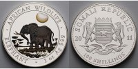 Somalia 100 Shillings 1 oz. Ø 39 mm Elefant 8. Ausgabe, 999er Silber, farbig