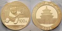 China 100 Yuan, 7,78g fein 22 mm Ø Panda-Bären, 1/4 oz, 999 Gold --mit originalem Zertifikat--