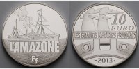 Frankreich 10 Euro Schiff L`Amazone, franz.Schiffe Nr. 6 - inkl. Etui & Zertifikat & Schuber