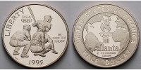 USA 1/2 Dollar XXVI. Olympiade in Atlanta 1996 - Baseball, in Kapsel und MDM - Zertifikat