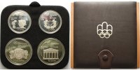 Kanada, Montreal, Oly 5 Dollar x 2, 10 Dollar x 2 Oly.Sommerspiele 1976 Montreal,im originalen Holzetui m. Pappschuber u.Zerti.(4)