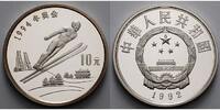 China 10 Yuan Oly. Winterspiele in Lillehammer - Skispringen - mit Original u MDM - Zertifikat