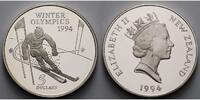 Neuseeland 5 Dollar Oly. Winterspiele in Lillehammer - Slalomläufer - mit MDM - Zertifikat