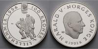 Norwegen 100 Kroner Oly. Winterspiele in Lillehammer - 2 Eishockeyspieler - mit MDM Zertifikat