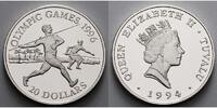Tuvalu 20 Dollars Oly Sommer Atlanta -Speerwerfer-, inkl. Kapsel und MDM - Zertifikat