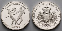 San Marino 1000 Lire Oly Sommer Atlanta -Diskus- und Speerwerfer-, inkl. Kapsel und MDM - Zertifikat