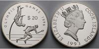 Cook Inseln 20 Dollar Oly. Sommerspiele in Atlanta - Stabhochspr. & Sprinter -Kapsel und MDM Zerti.
