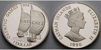Cayman Inseln 1 Dollar Oly. Sommerspiele in Atlanta - Segelboote CAY1 & CAY2 -Kapsel und MDM Zerti.