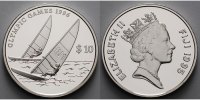 Fidschi-Inseln 10 Dollar Oly. Sommerspiele in Atlanta - Zwei Windsurfer - Kapsel und MDM Zertifikat