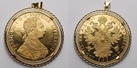 Österreich 4 Dukaten 13,77g fein Franz-Joseph I(amtl. Neupr.)GOLD,m.aufwend.Fassung,585 Gold, 3,69g.roh, 2,16g.f.