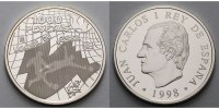 Spanien 1000 Pesetas FIFA Fußball WM Frankreich 1998 Stürmer u. Torwart als Latentbild,m.kl. MDM Zer.