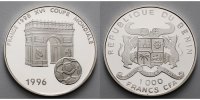 Benin 1000 Francs FIFA Fußball WM Frankreich 1998 Triumphbogen, mit kleinem MDM Zertifikat