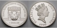 Cook Inseln 1 Dollar FIFA Fußball WM Frankreich 1998 Weltmeister Frankreich, m.kleinem MDM Zertifikat