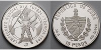 Kuba 10 Pesos FIFA Fußball WM Frankreich 1998 Jeanne d'Arc, mit kleinem MDM Zertifikat