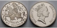 Gibraltar 28,14 g roh 39 mm Ø 2,8 ECU / 2 Pound - Ritter zu Pferd,