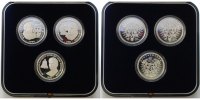 Deutschland 45,00g fein, 34mm Ø 3 Medaillen "Die Väter der Deutschen Einheit 1990" im Etui & Zertifika