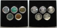 Malawi 20 Kwacha x 5 <br>155,50g fein, <br> 40mm Ø Afrikanisches Großwild, 5 Münzen <b>in Farbe (eingelegte Edelsteinplatte) </b>