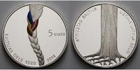 Lettland 5 Euro 25 Jahre Unabhäng. Baltischer Weg, <b>farbig</b> inkl. Etui&Zertifikat&Broschüre