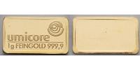 1 Gramm fein<br> Goldbarren UMICORE Feingold 999,9 <b>-original eingeschweißt-</b> Picture