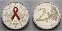 Frankreich 2 Euro Welt-AIDS-Tag, Schleife in rot, mit staatlicher Teilcolorierung - farbig