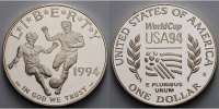 USA 1 $ Fußball WM in den Vereinigten Staaten von Amerika,in Kapsel inkl.Etui&Zertifikat