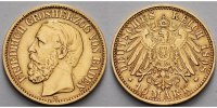 Baden 10 Mark<br>3,58g<br>fein<br>19,5 mm Ø Friedrich I.leicht ber. kl. Kratzer, leichte Patina,