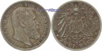 Württemberg 2 Mark Kursmünze, Wilhelm II 1891-1918,